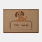 Leuke Bruine HOND Sign Huis aangepaste naam Deurmat (Voorkant)