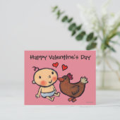 Leuke Bruine Kip Peck op de Wang voor Baby Feestdagenkaart (Staand voorkant)