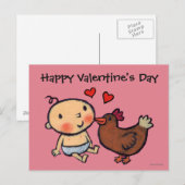 Leuke Bruine Kip Peck op de Wang voor Baby Feestdagenkaart (Voorkant / Achterkant)