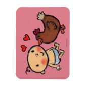 Leuke Bruine Kip Peck op de Wang voor Baby Magneet (Verticaal)