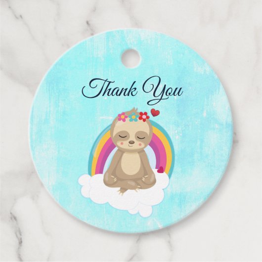 Leuke bruine luiaard, mediteren op een wolk Dank j Bedankjes Labels (Voorkant)