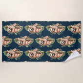 Leuke bruine luiaard & tropische bladeren Waterver Strandlaken (Voorkant)