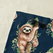 Leuke bruine luiaard & tropische bladeren Waterver Strandlaken (In situ)