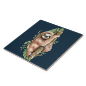 Leuke bruine luiaard & tropische bladeren Waterver Tegeltje (Zijkant)