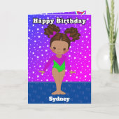 Leuke Bruine Meisjes Gymnastiek Kleurplaat Verjaar Kaart (Voorkant)