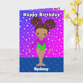 Leuke Bruine Meisjes Gymnastiek Kleurplaat Verjaar Kaart (Gele Bloem)