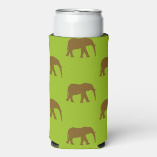 Leuke bruine olifant silhouetten groen seltzer blikjeskoeler