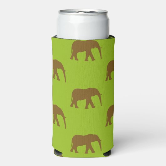 Leuke bruine olifant silhouetten groen seltzer blikjeskoeler (Seltzer Voorkant)