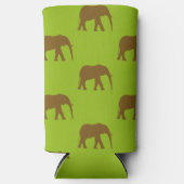 Leuke bruine olifant silhouetten groen seltzer blikjeskoeler (Voorkant)