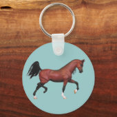Leuke Bruine Paard Trotting Bay Arabische kunst Sleutelhanger (Voorkant)