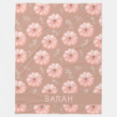 Leuke bruine perzik Waterverf pompoen Herfst Fleece Deken (Voorkant)