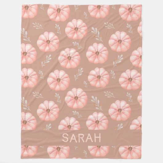 Leuke bruine perzik Waterverf pompoen Herfst Fleece Deken (Voorkant)