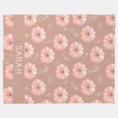 Leuke bruine perzik Waterverf pompoen Herfst Fleece Deken (Voorkant (Horizontaal))