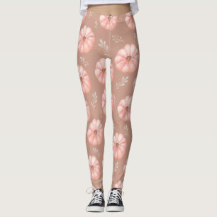 Leuke bruine perzik Waterverf pompoen Herfst Leggings