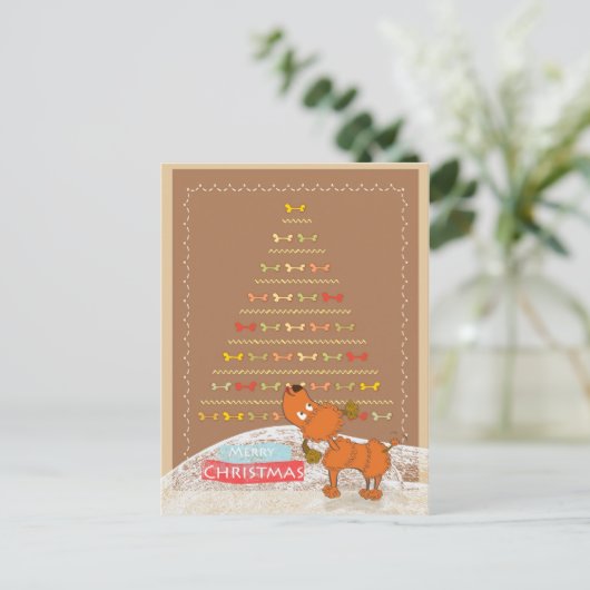 leuke bruine poedelKerstkaart Feestdagenkaart (Staand voorkant)