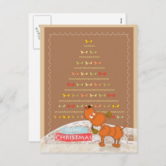 leuke bruine poedelKerstkaart Feestdagenkaart (Voorkant / Achterkant)