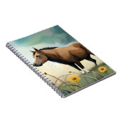 Leuke bruine pony in het bloemenveld notitieboek (Rechterzijde)