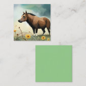 Leuke bruine pony in het bloemenveld notitiekaartje (Voorkant / Achterkant)