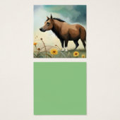 Leuke bruine pony in het bloemenveld vierkante visitekaartjes (Voorkant /achterkant)