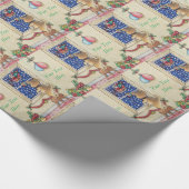 Leuke bruine puppy kijken naar Santa Sleigh in sne Cadeaupapier (Hoek)