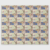 Leuke bruine puppy kijken naar Santa Sleigh in sne Cadeaupapier (Vlak)