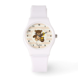 Leuke Bruine Teddybeer met Gele Honing Horloge
