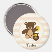 Leuke Bruine Teddybeer met Gele Honing Magneet (Voorkant / Achterkant)