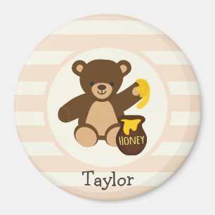 Leuke Bruine Teddybeer met Gele Honing Magneet