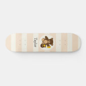 Leuke Bruine Teddybeer met Gele Honing Skateboard (Horizontaal)