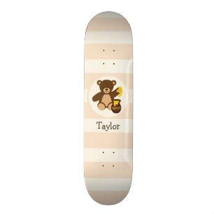 Leuke Bruine Teddybeer met Gele Honing Skateboard