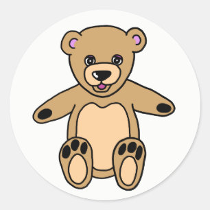 Leuke bruine teddybeer ronde sticker