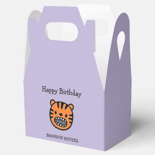 Leuke bruine tijger gezicht paarse bedankdoosjes (Geopend)