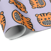 Leuke bruine tijger gezicht paarse cadeaupapier (Rol Hoek)