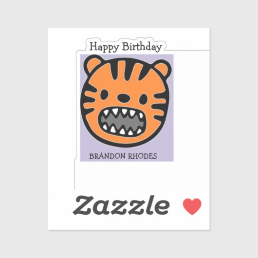 Leuke bruine tijger gezicht paarse sticker (Vel)