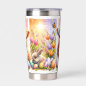 Leuke Brushstroke Paas Highland Koe 20oz Geïsoleerde Drinkbeker (Links)