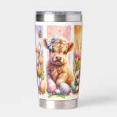 Leuke Brushstroke Paas Highland Koe 20oz Geïsoleerde Drinkbeker (Achterkant)