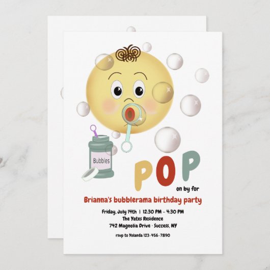 Leuke bubbel feestje kaart (Voorkant / Achterkant)