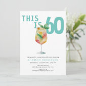 Leuke Bubbels Drink 60ste Verjaardagsfeestuitnodig Kaart (Staand voorkant)