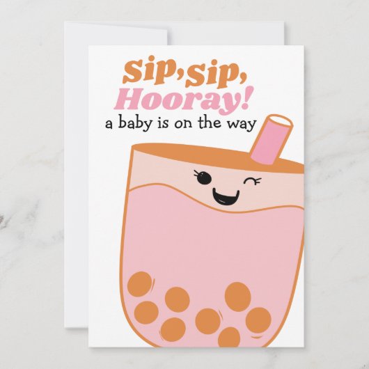 Leuke Bubble Tea Boba Baby shower Kaart (Voorkant)