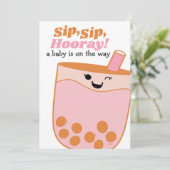 Leuke Bubble Tea Boba Baby shower Kaart (Staand voorkant)