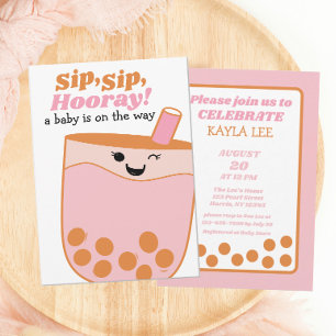Leuke Bubble Tea Boba Baby shower Kaart