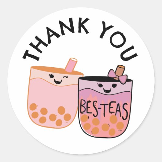 Leuke Bubble Tea Boba Verjaardag Bestie Ronde Sticker (Voorkant)