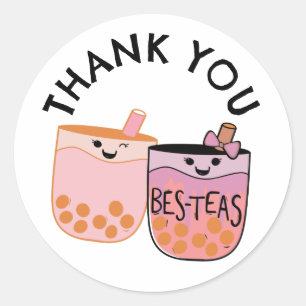 Leuke Bubble Tea Boba Verjaardag Bestie Ronde Sticker