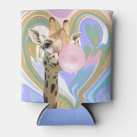 Leuke Bubblegum Blazende Giraffe Vloeibare Swirl B Blikjeskoeler (Voorkant)