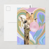Leuke Bubblegum Blazende Giraffe Vloeibare Swirl B Briefkaart (Voorkant / Achterkant)
