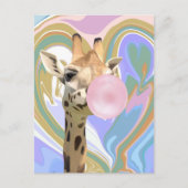 Leuke Bubblegum Blazende Giraffe Vloeibare Swirl B Briefkaart (Voorkant)
