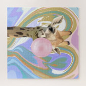 Leuke Bubblegum Blazende Giraffe Vloeibare Swirl B Legpuzzel (Horizontaal)