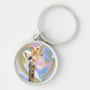 Leuke Bubblegum Blazende Giraffe Vloeibare Swirl B Sleutelhanger