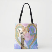 Leuke Bubblegum Blazende Giraffe Vloeibare Swirl B Tote Bag (Voorkant)