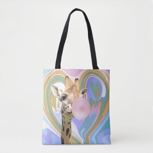 Leuke Bubblegum Blazende Giraffe Vloeibare Swirl B Tote Bag (Voorkant)